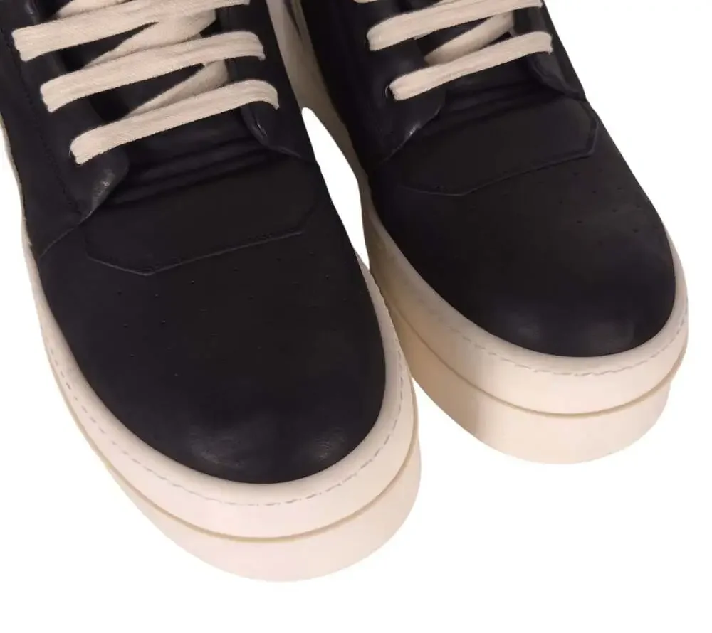 Rick Owens Mega Geobasket Sneakers US 15 EU 48 Mens Black Milk Leather $1955